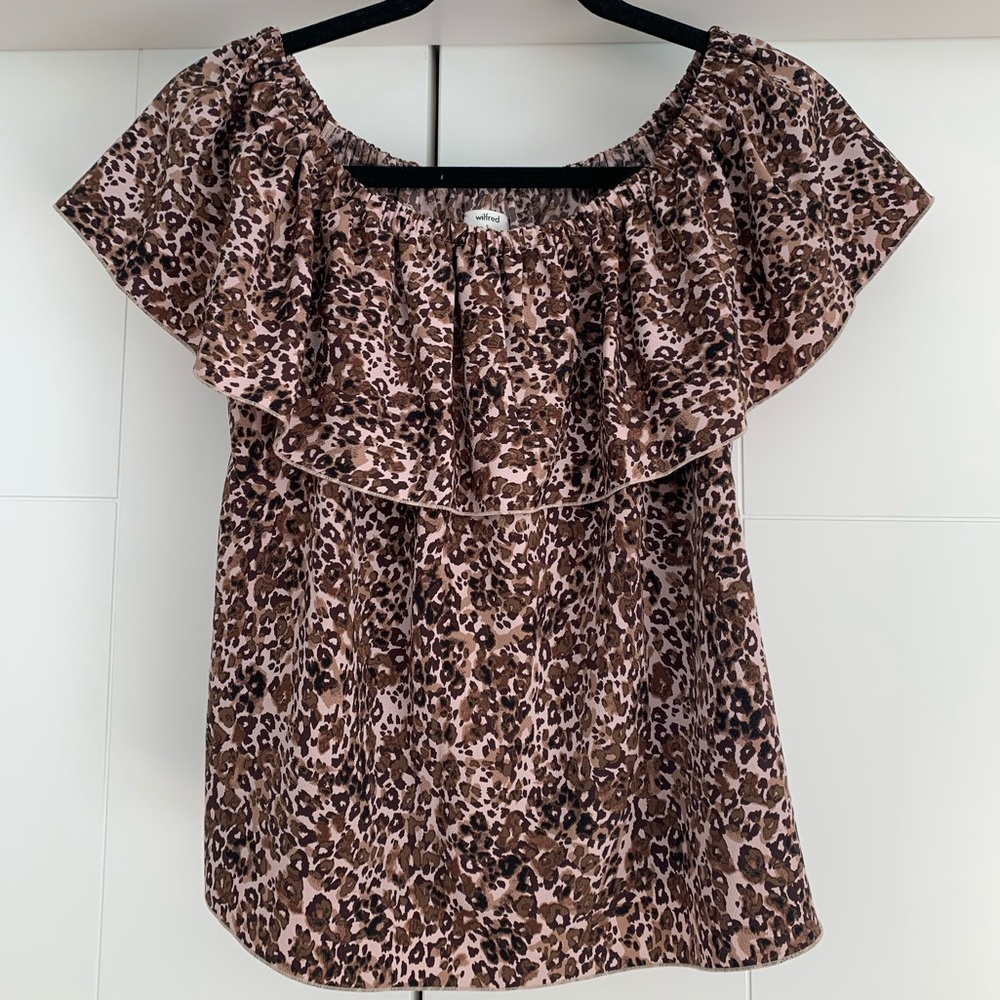 Wilfred Aritzia Promener Leopard Print Blouse